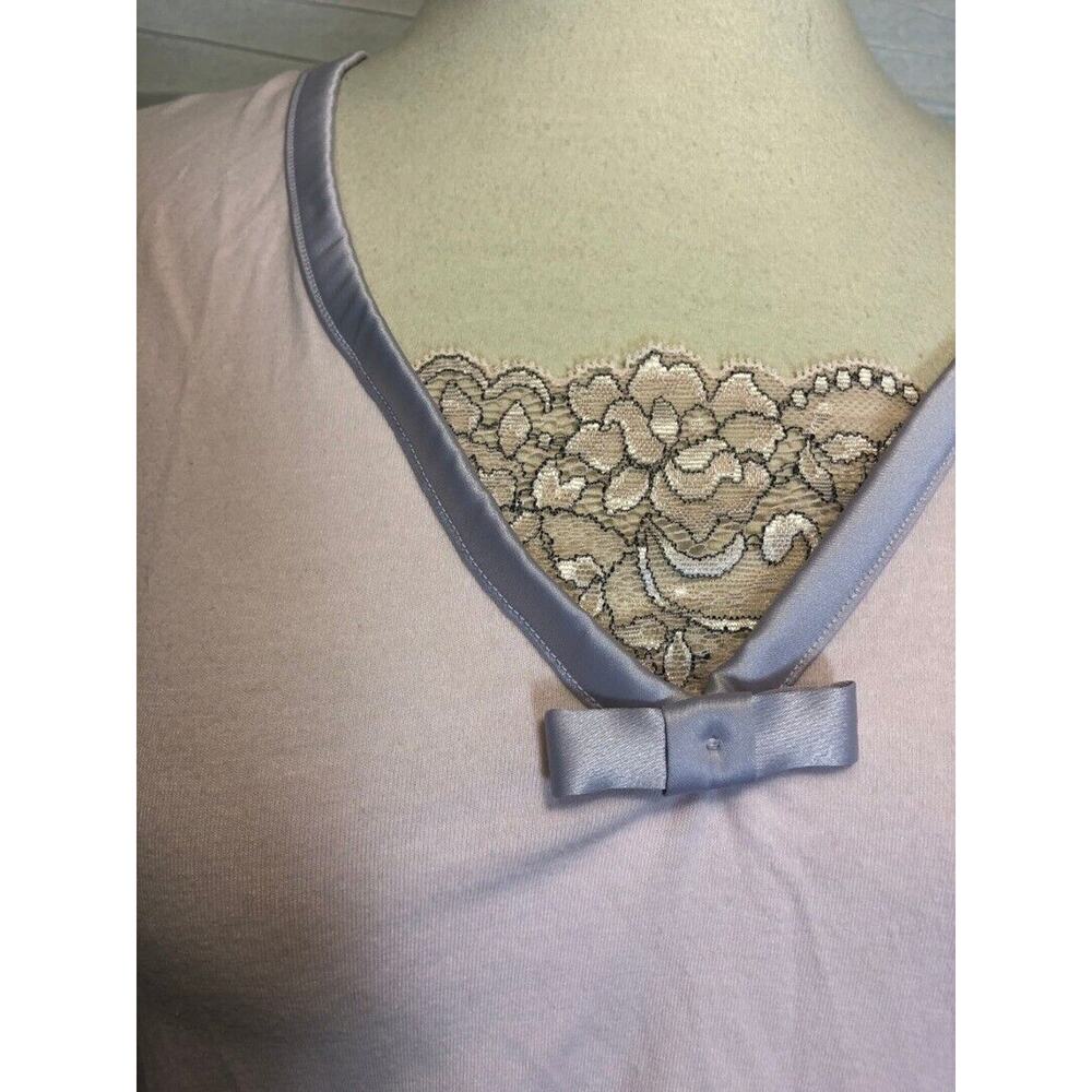 Medium Vintage Pink/Purple Pajama Top with Lace and Bow by DKNY